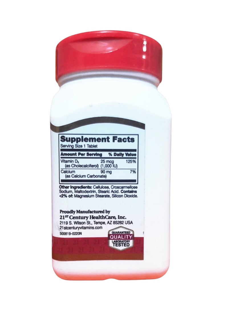 القرن الحادي والعشرون فيتامين د3 عالي الفاعلية 1000 وحدة دولية - 110 قرص - Image 3